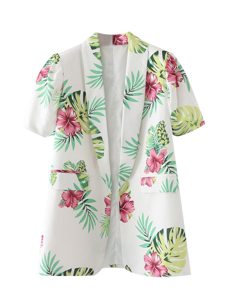 Summer Lapel Print Short Sleeve Buttonless Casual ... – Vicedeal