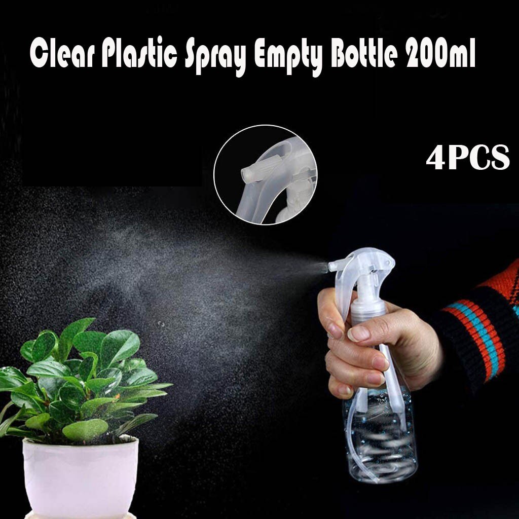 4pcs 200ml Plastic Clear Spray Bottle Alcohol Spray Bottle Cleaning Hand Water Garden Empty Trigger Water Spray Bottle Sprayer