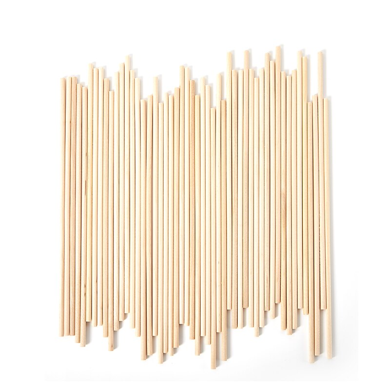 50Pcs Round Wooden Stick For Crafts Food Ice Lollies And Model Making Cake DIY