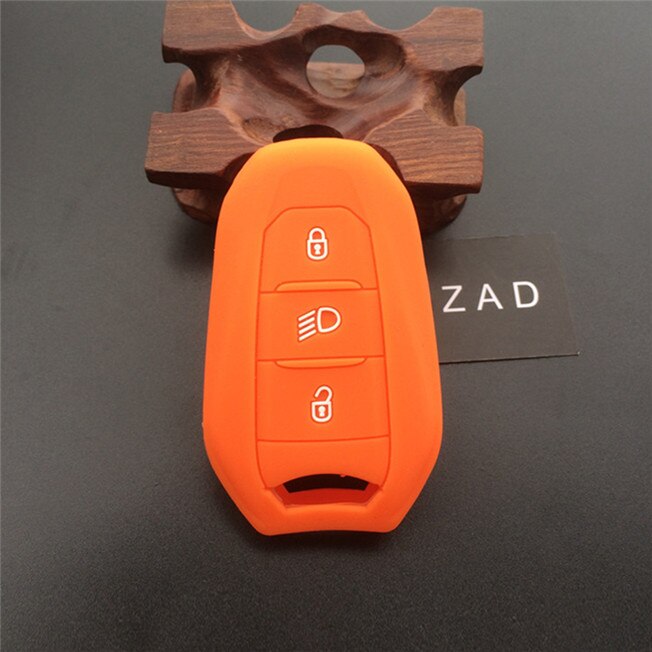 ZAD silicone rubber car key fob case cover holder shell for Peugeot 308 508 3008 4008 5008 for Citroen smart remote key: Orange