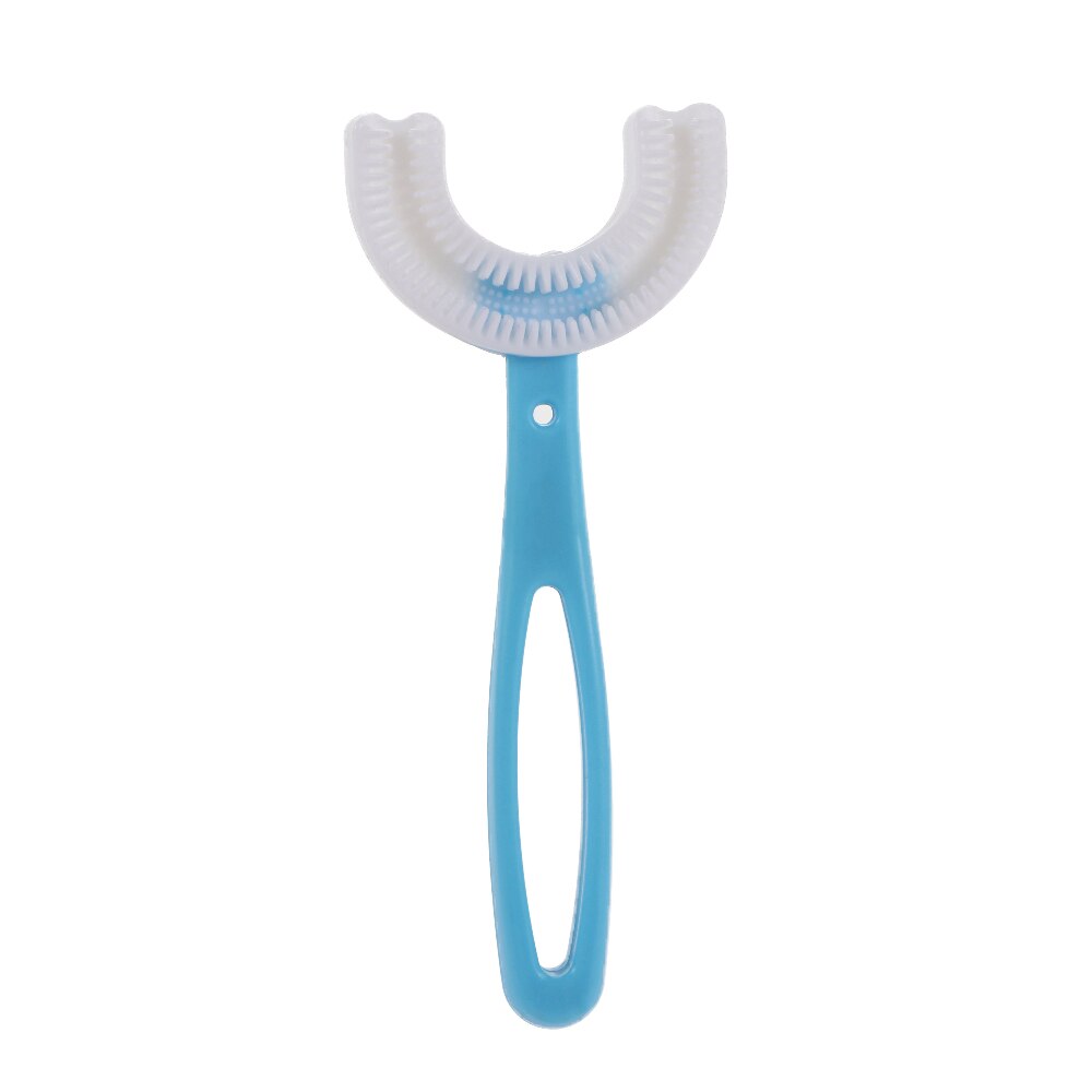 Bambini portatili in Silicone 2-12 anni spazzolini da denti per bambini cura orale spazzolini da denti a forma di U spazzole per la pulizia dei denti: blue Age 6-12