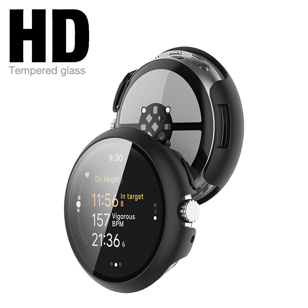 Étui + verre pour Google Pixel Watch 3, 45mm 41mm, housse de protection anti-rayures pour pare-chocs tout autour + accessoires de protection d'écran