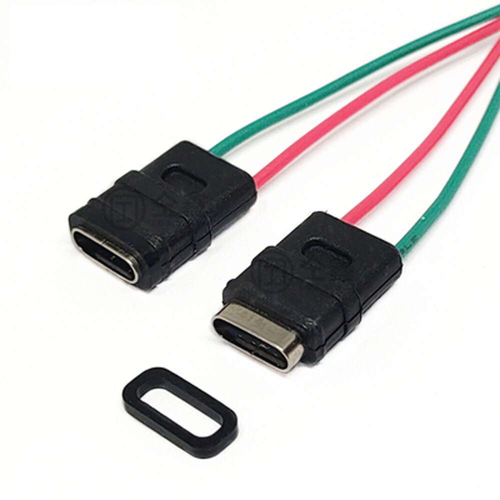 Lot de 2 à 5 fils à souder Micro USB type-c, Type W, étanche avec fils positifs et négatifs, connecteur femelle, prise de charge