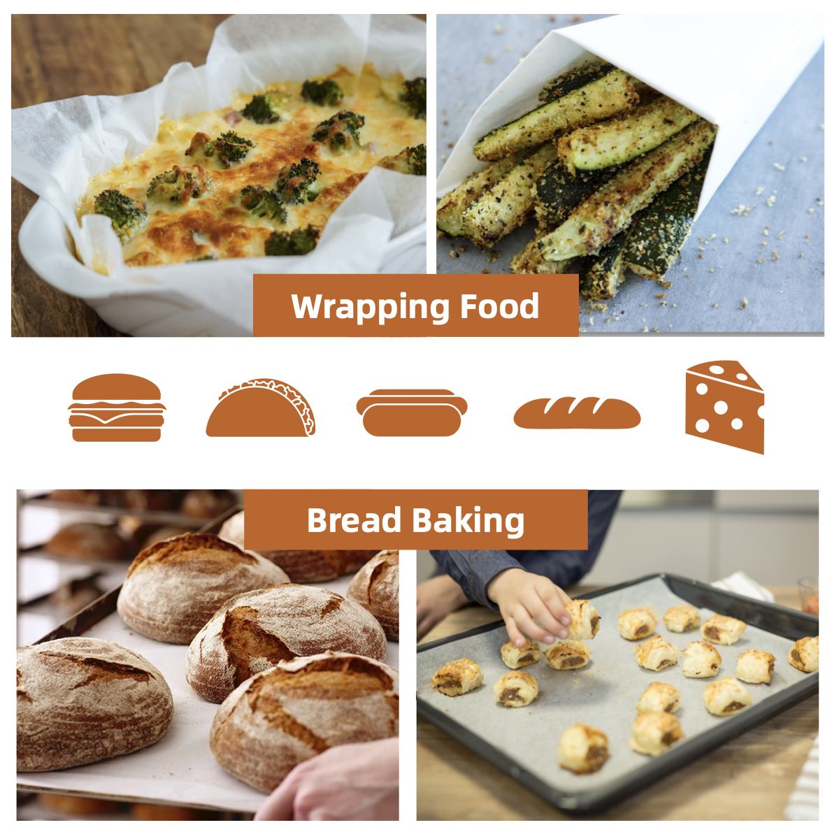 Parchment Paper Baking Paper 4"6"8"9"10"12" Precut Non-Stick Grilling Food Packaging Oven Air Fryer Steaming Bread Cake Cookie