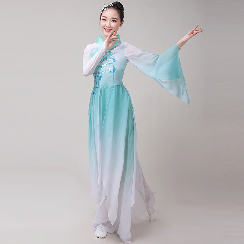 Kinesisk folkedans kostume til kvinde klassiske danse kostumer dame fan dans kostume