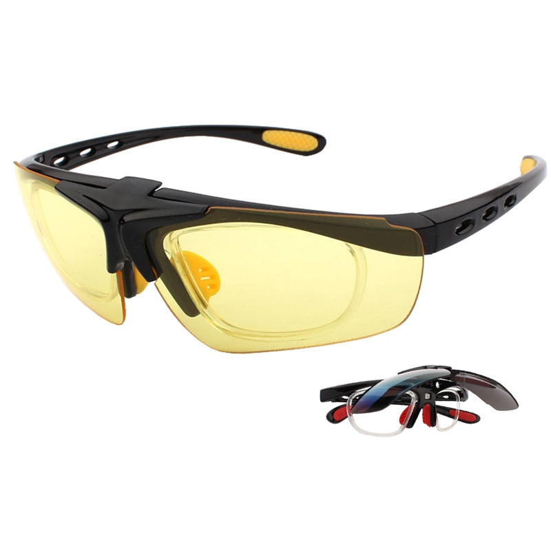 UV400 Nachtzicht Vissen Zonnebril Met Flip-Up Lens Outdoor Sport Klimmen Camping Wandelen Fietsen Bril Met Bijziendheid Frame