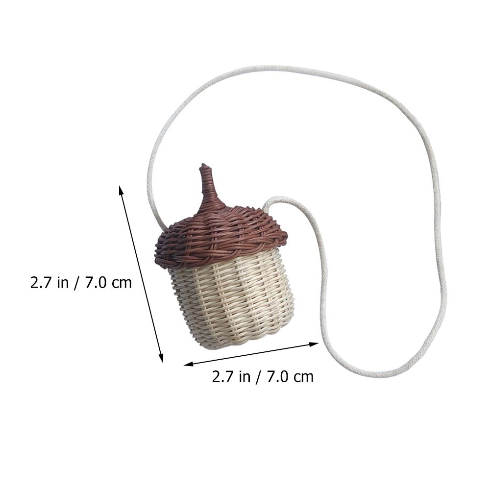 Mini panier en rotin tissé en forme de gland, 1 pièce, panier suspendu croisé (marron clair Beige)