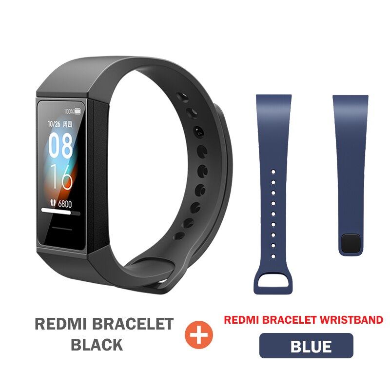 Xiaomi-reloj inteligente Redmi Band, pulsera con pantalla Larg de 1,08 pulgadas, Control de música, Bluetooth, impermeable, rastreador de Fitness: add blue wristband