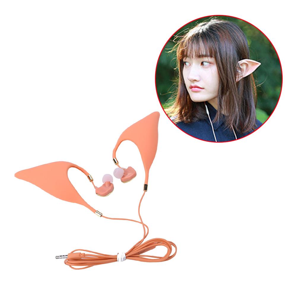 In-ear-kopfhörer mit niedrigem bass, superklarer klangqualität, elfen-design mit mikrofon, silikon, kabelgebunden, ideal für halloween-cosplay, headset