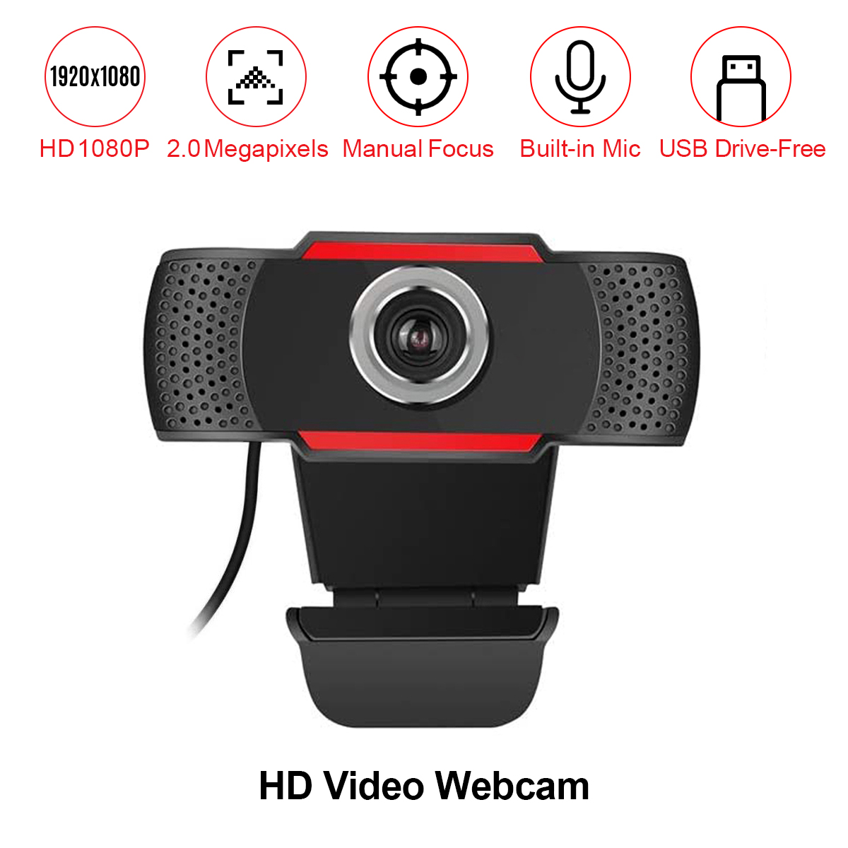 1080P hd Video Conference Camera Webcam Computer Camera with Noise Reduction Microphone USB for Video Meeting Online Training