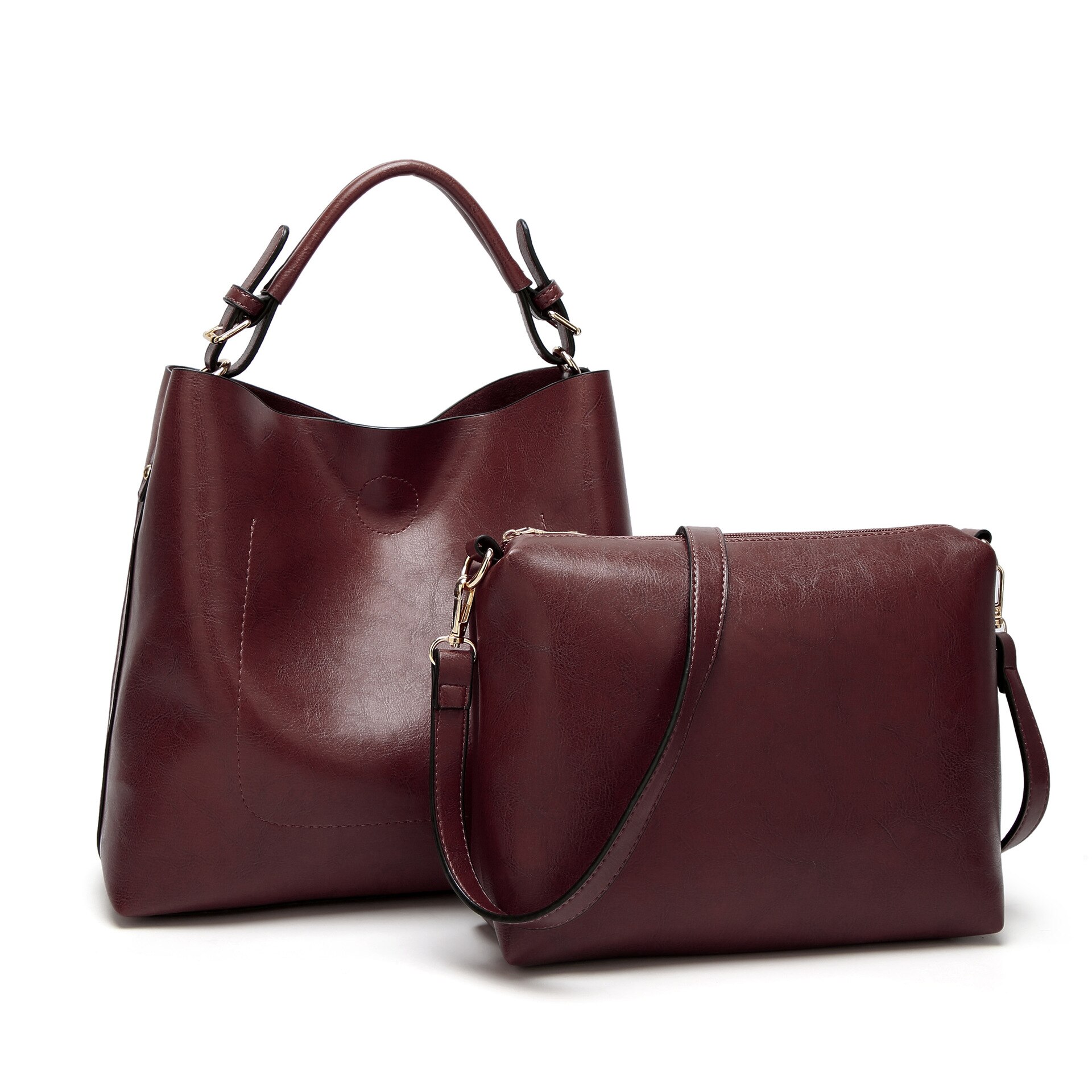 Tas Vrouwen Draagbare Schoudertas Messenger Bag Lederen Moeder Handtas Tas: Dark Brown