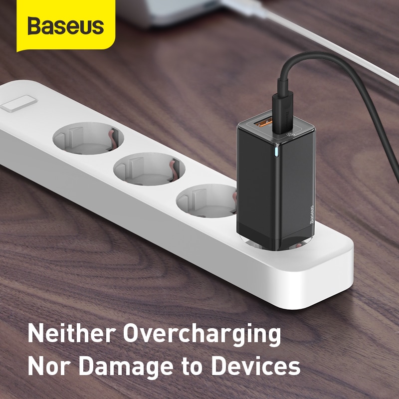 Baseus Gan Lader 45W Pd Usb Charger Quick Charge 4.0 3.0 Dual Usb Telefoon Oplader Forip Voor Huawei Mate 10 Voor Samsung Laptop