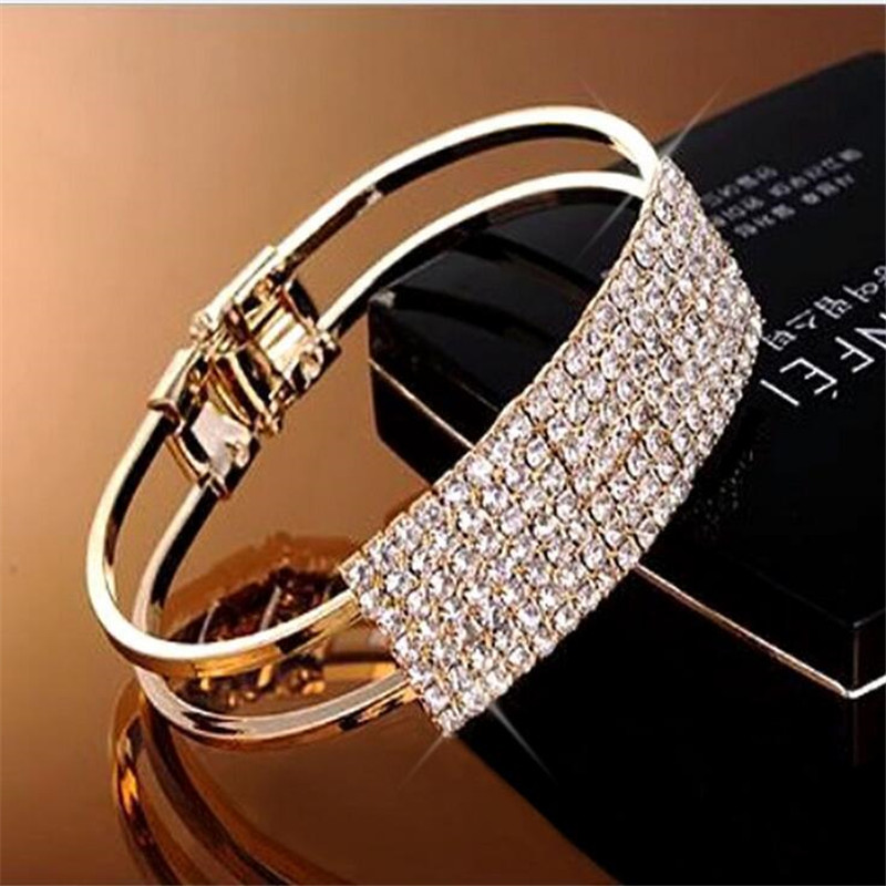 Fashiongift Elegante Frauen Armreif Armband Kristall Armband Manschette Bling Dame Armbänder &amp; Armreifen