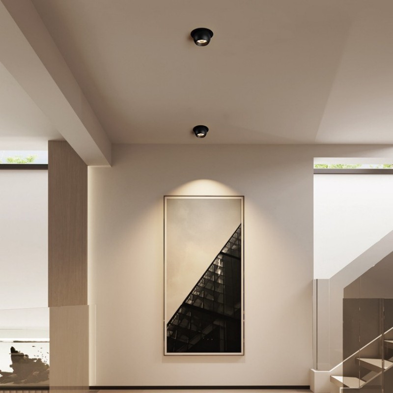 Luz empotrable LED COB regulable con rotación de ángulo redondo de 355, 7W, 9W, 12W, foco de techo, fondo de fotografía para sala de estar interior