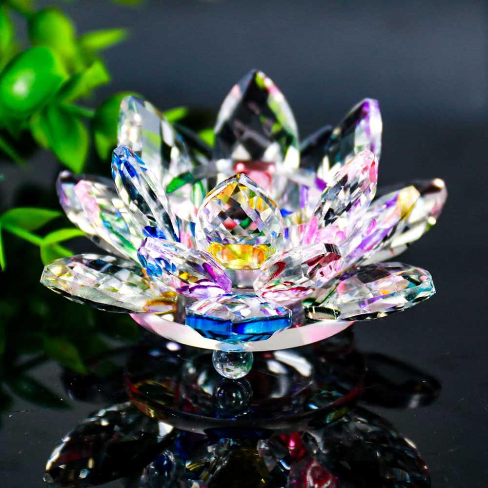 Klassisk faux krystal farverig lotus blomst lysestage bryllup middag dekoration krystal glas lysestage fest hjem indretning: 06
