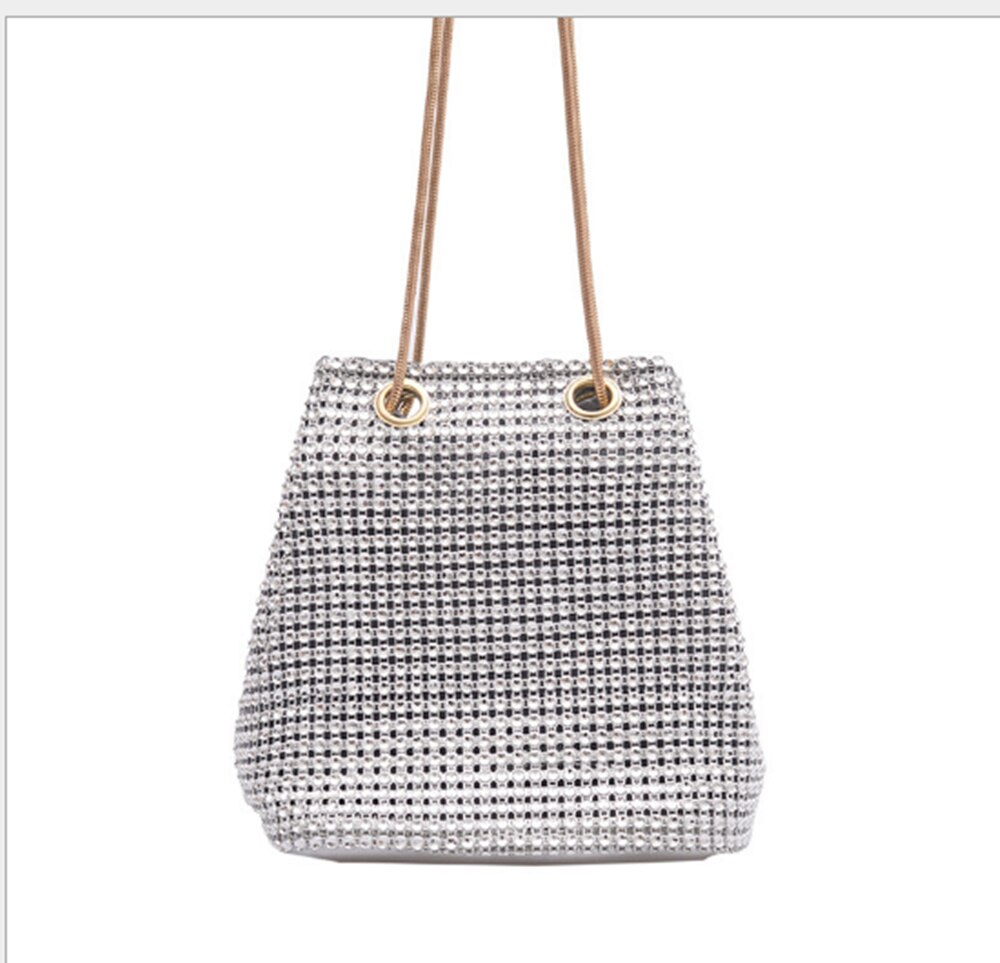 Bolsas femininas bolsa de noite cheia strass mini balde saco brilhando crossbody saco