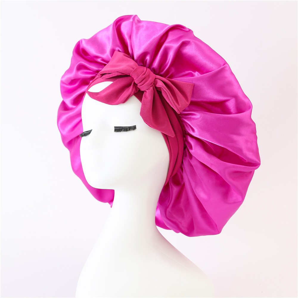 Gorro de satén para el pelo para mujer, gorros para dormir, gorros redondos para el cuidado del cabello, gorro de noche, cubierta para la cabeza Reversible, cubierta para la cabeza de ducha para el cuidado del cabello: Gris