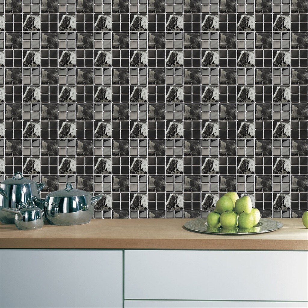 Selvklæbende mosaik flise mærkat, køkken backsplash badeværelse væg flise klistermærker indretning vandtæt peel & stick pvc fliser #20: -en