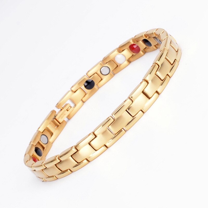 Energieheilungsarmband aus titanstahl, magnettherapie-Armbinde aus Germanium für damen und herren: Gold