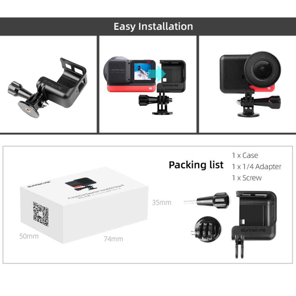 Quick Release Protective Cage Half Frame Case Shell for Insta360 ONE R Camera Support Tripod Selfie/Backpack/ Bicycle Clip