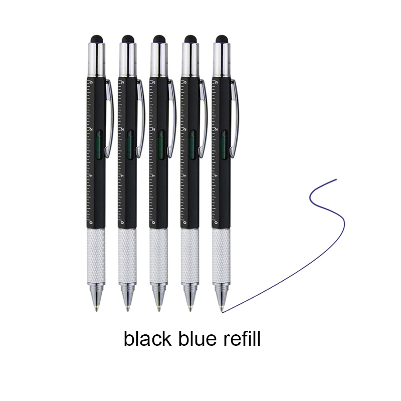 5/10 Stück 7in1 Multifunktionaler Kugelschreiber Handwerkzeug Messtechnik, Lineal, Schraubendreher, Touchscreen-Stift, Wasserwaage