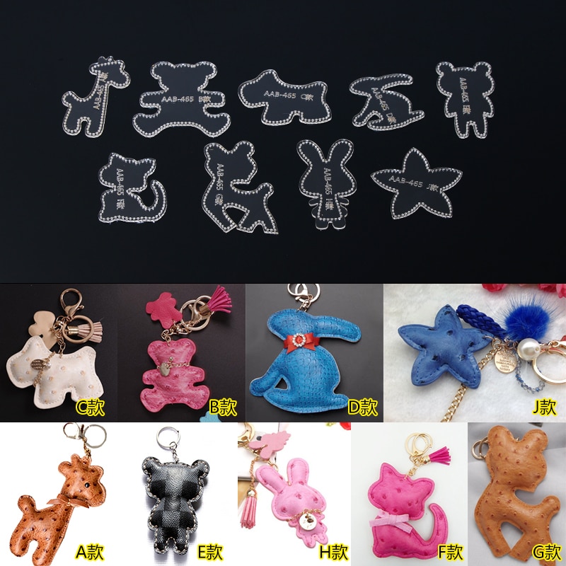 2022 Acryl Template Diy Leather Craft Animal Sleutelhanger Hanger Naaien Patroon Ongeveer 7.5-10Cm