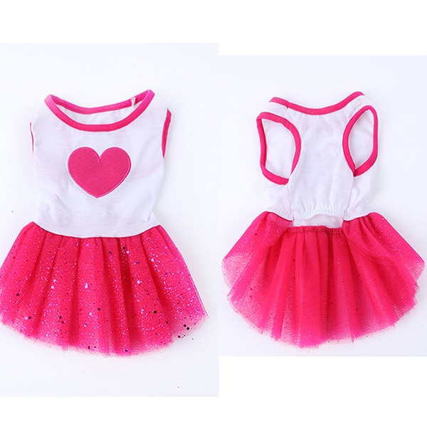 Dog Heart Print Tutu Dress Lace Skirt Cute Pet Cat Princess Clothes Party Dress HH1 AA