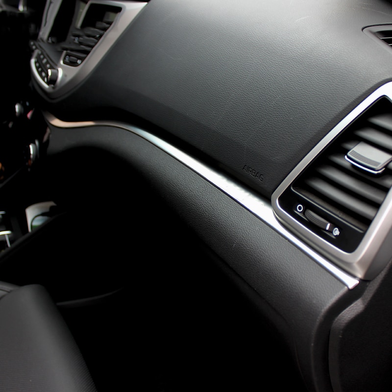 För hyundai tucson rostfritt stål instrumentpanel trim mittkonsol panel gjutning dekorativa bil interiör styling garnering