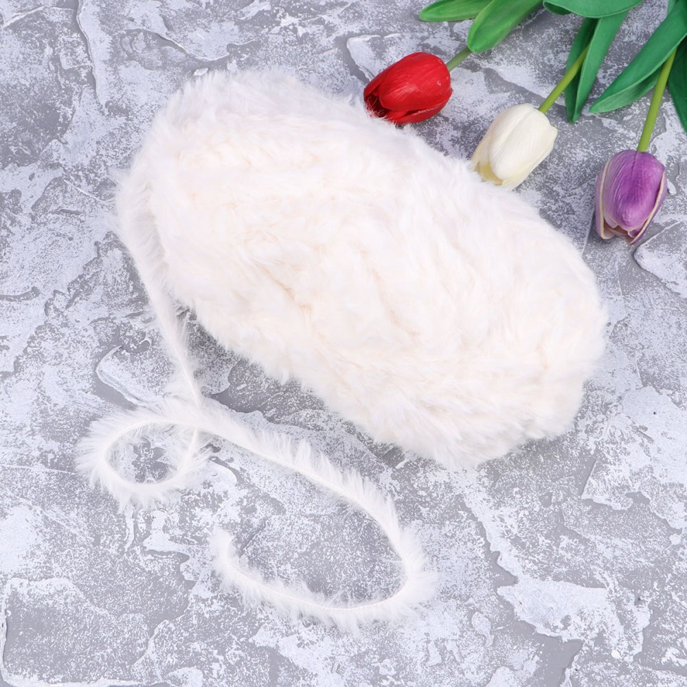 2PCS Imitation Wool Super Soft Fur Yarn Chunky Fluffy Faux Fur Yarn Eyelash Yarn for Crochet Knit (White)
