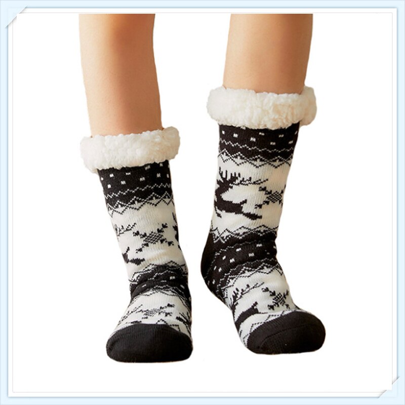 Vinter hjem hjemmesko sokker varme gulvsokker tegneserie hjorte antiskrid vinter værelse sokker benvarmer som jul