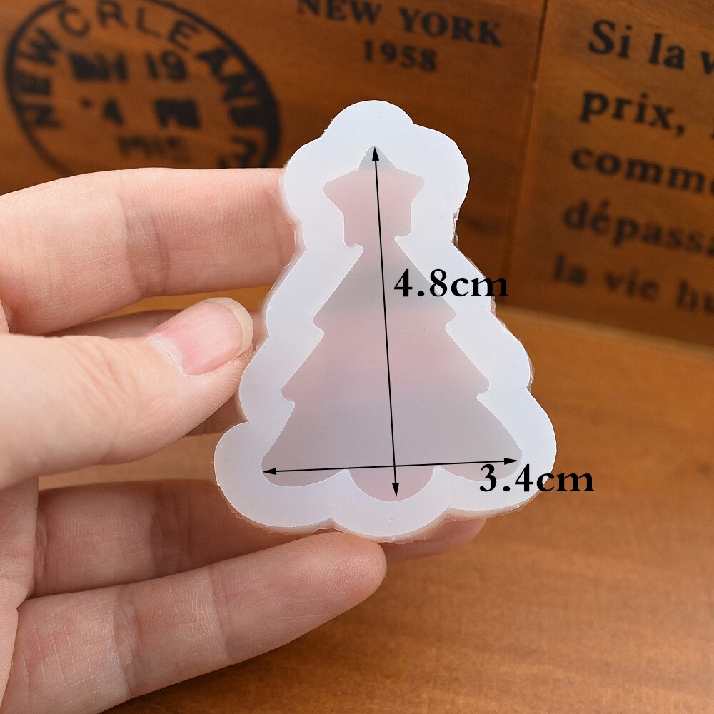 Molde de silicona para joyería árbol de Navidad ciervo Snowma encantos colgante resina silicona molde hecho a mano herramienta Moldes de resina epoxi: christmas tree