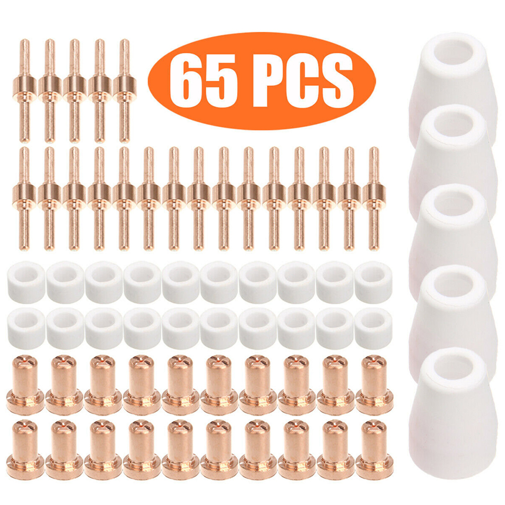 65Pcs Air Plasma Snijden Tips Voor Cut-40 Cut-50 Wervelende Ringen Elektrode Shield Cups LG-40 PT-31 cutter Verbruiksartikelen