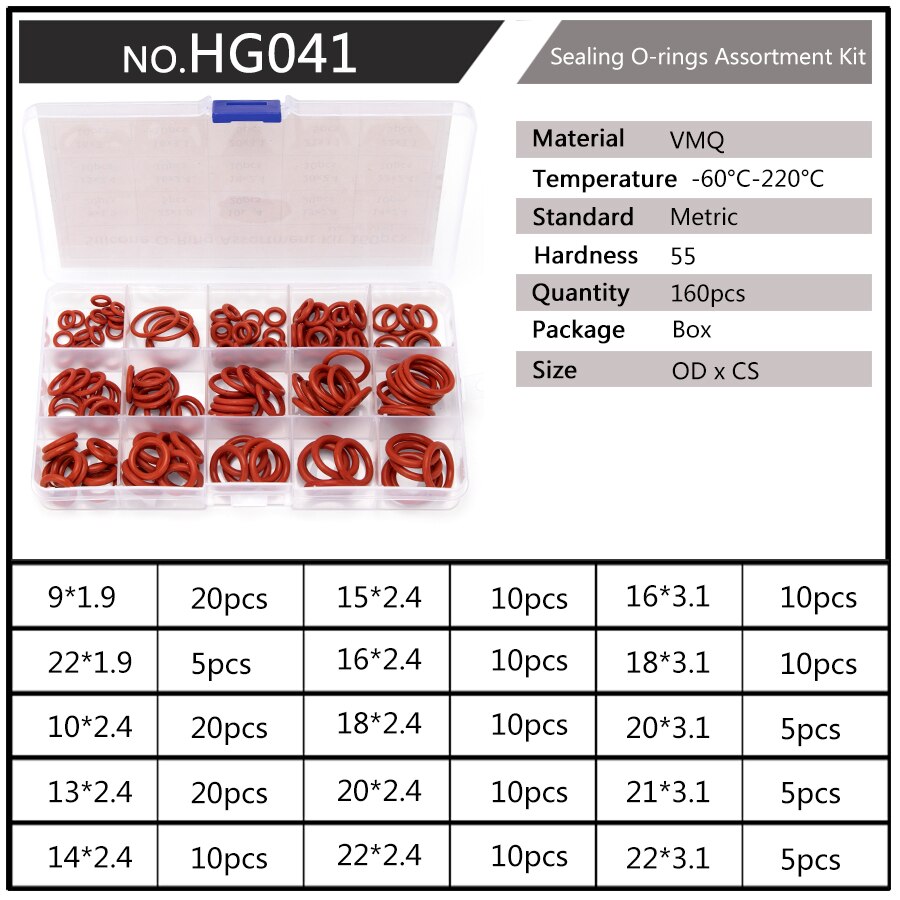 DIY PCP Silikon Gummi Abdichtung O Ringe Dichtung Ersatz Buchse O-ringe CS 1,5mm 1,9mm OD 6mm-20mm 10 Größen 150 Teile/satz HG036: HG041 x1