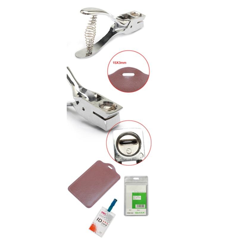 Silver Metal Hand Slot Puncher ID Card Photo Badge Hole Punch Tag Tool