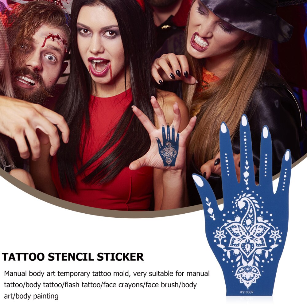 6Pcs Tatoeages Stencils Hollow Tattoos Tijdelijke Decoratieve Stencils Template Stickers Voor Body Vinger