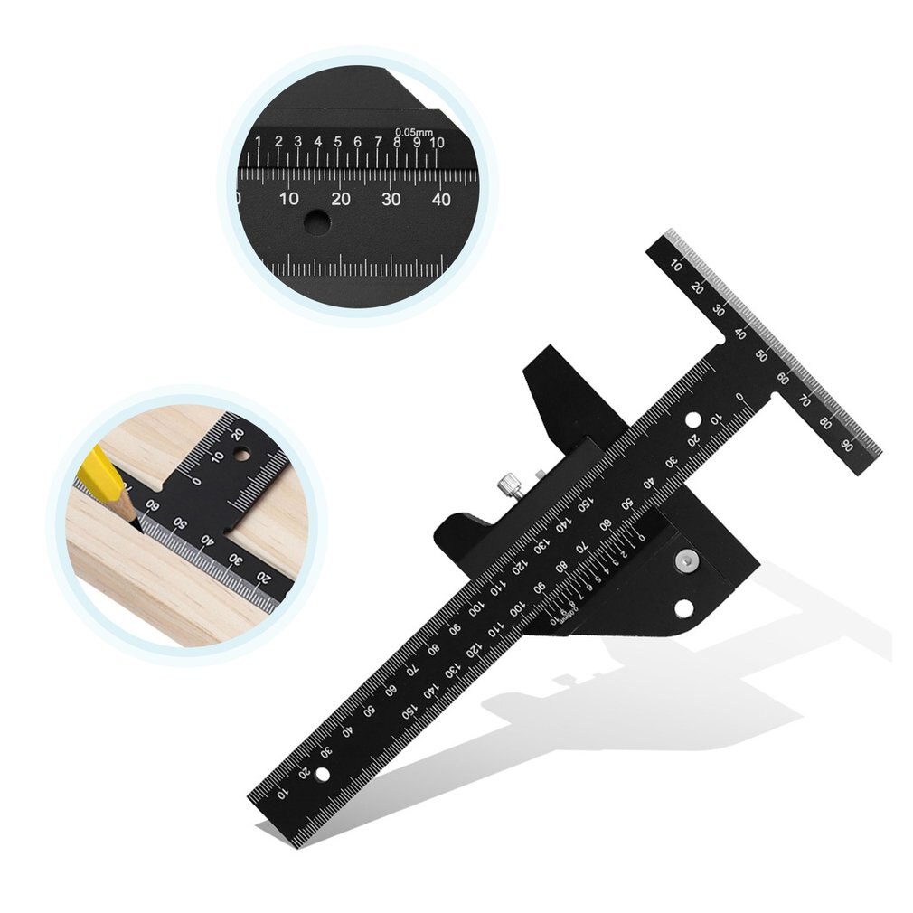 Multifunction Woodworking Scriber Gauge Aluminum Steel Measuring Marking Framing Ruler Tool For Carpentry Tools Kit Set