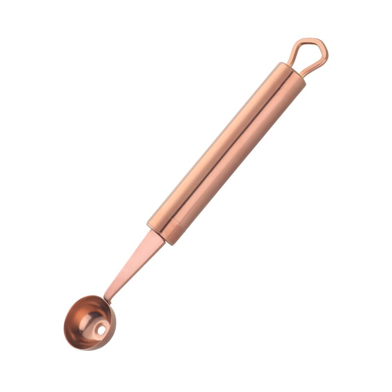 Multi-purpose Stainless Steel Watermelon Slicer Digger Fruit Spoon Ice Cream Sorbet Ballers Scoop Cooking Tool Kitchen Gadgets: 2pcs rose gold