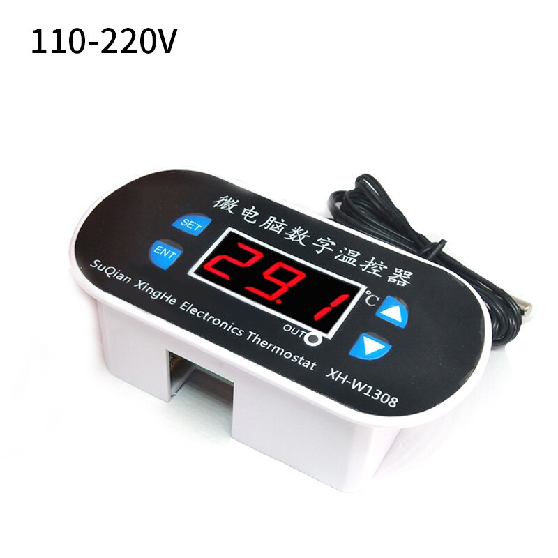 W1308 digitale koele warmtesensor temperatuurregelaar instelbare thermostaatschakelaar  dc 220v 12v 300 ℃ met temperatuurcorrectie: 110-220v rode