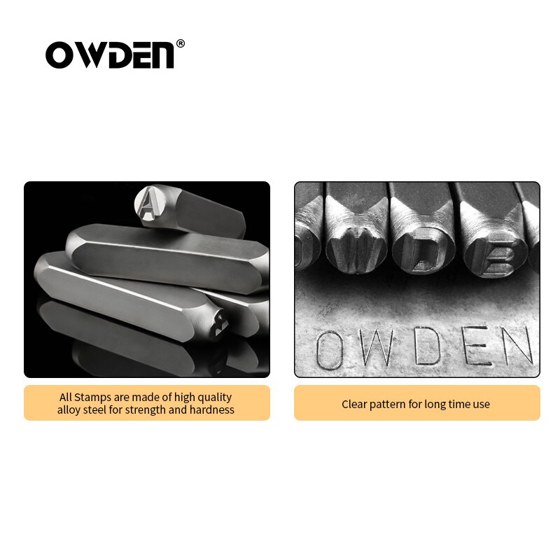 Owden 36 stk stål metal stempel sæt antal og bogstav stanseværktøjer 4mm