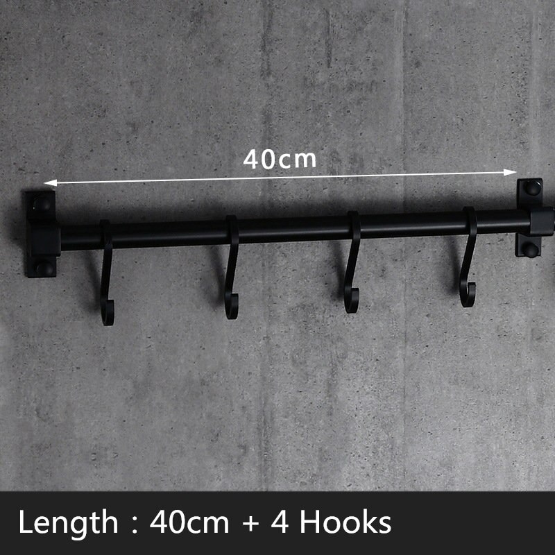 Support de rangement d'ustensiles, noir mat, crochet de cuisine, garde-manger, Bar, étagère de cuisine, Style américain, cadre en aluminium: 40cm