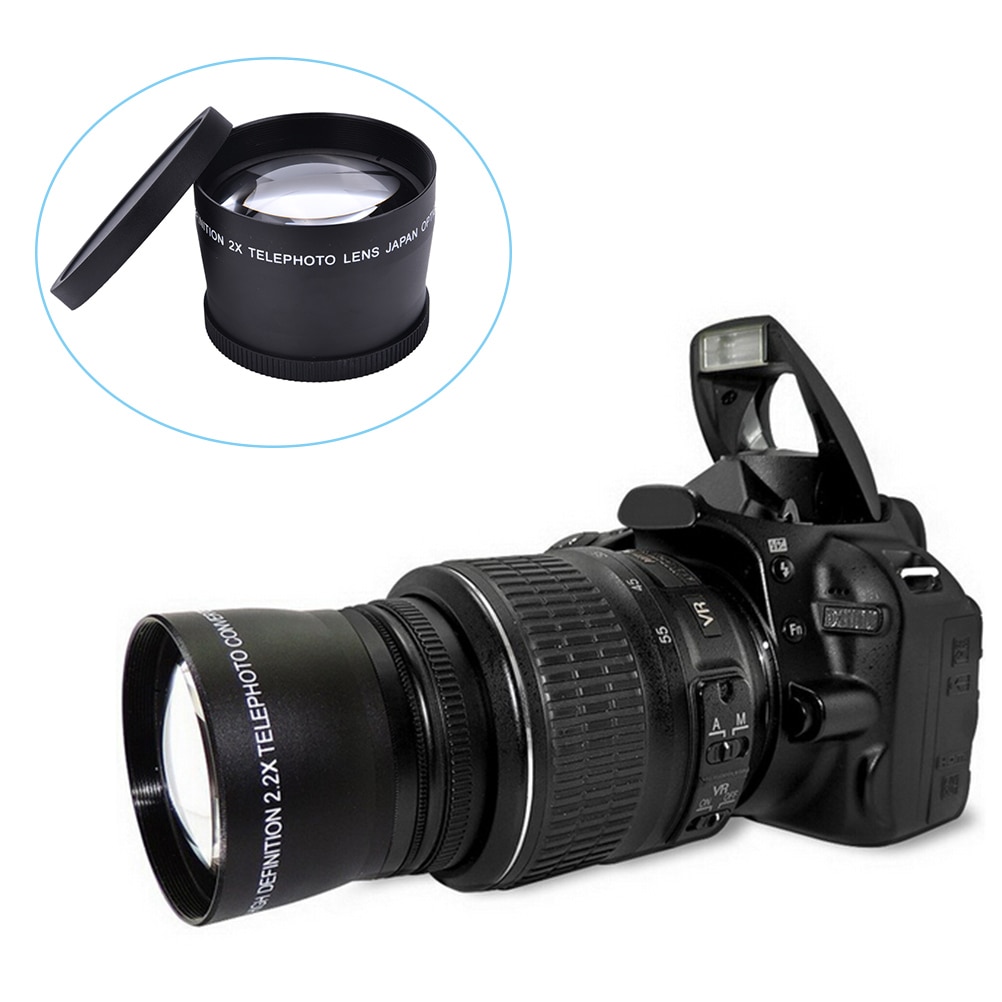 2.0X Professionele Telelens + Reinigingsdoekje voor Canon Nikon Sony Pentax 58mm