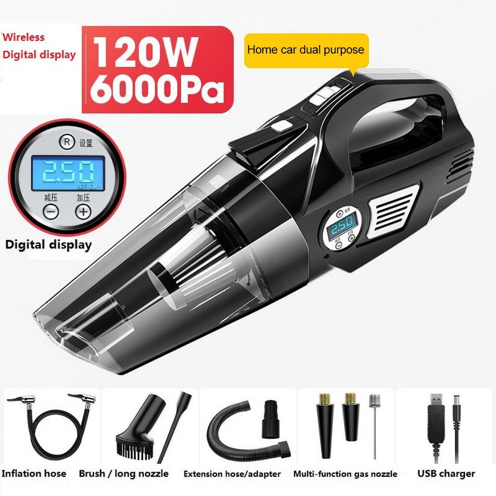 Car Vacuum Cleaner Wired Car Model Wireless Family Car Dual-use Model Multifunction Handheld Cordless Vacuums Car Vacuum Cleaner: Wireless digital