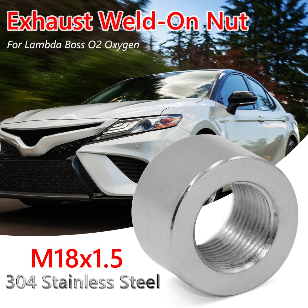 O2 Oxygen Sensor Bung Weld-on Nut Fitting 304 Stainless Steel Set M18 x 1.5 Thread Caring Personal Cars Accessories