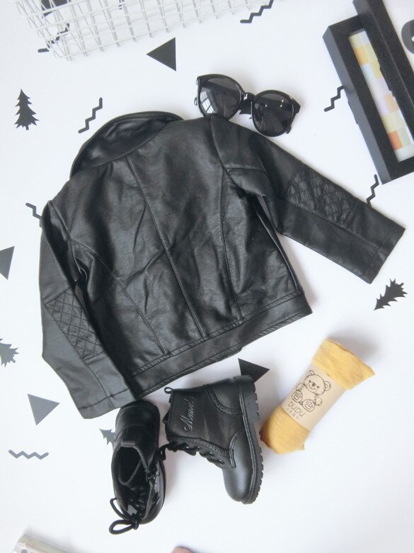 Girls Pu Zipper Jackets Cool Jacket for Girl 12M - 6 Years Baby Boys Kids Leather Coat Windbreaker Clothing Children's Outerwear