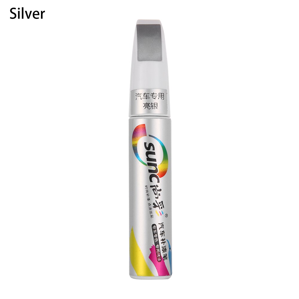 6 farver 12ml bil lak reparation pen vandtæt fix it pro klar bil ridsefjerner maling penne: Sølv