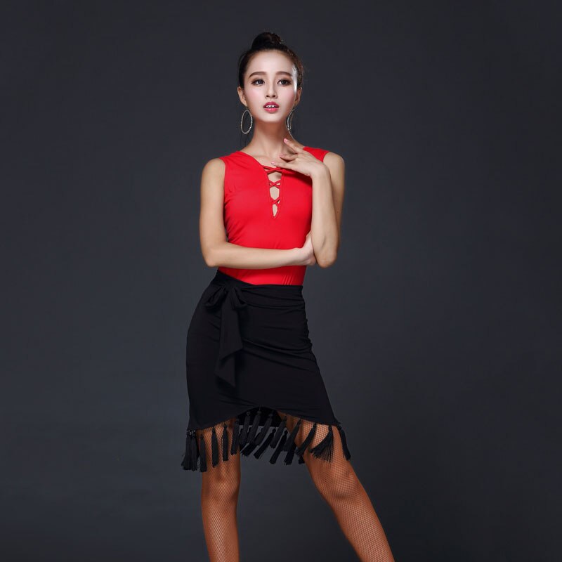 Hcdance Latin Dance Rok Tango Samba Salsa Ballroom Vrouwen Rok Lange Spandex Zwarte Dans Rok Meisjes A249