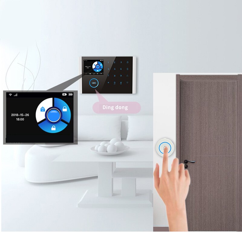 Wireless 43hz Doorbell Contact Button Home Security Welcome Smart Chimes Door Bell Alarm LED Light