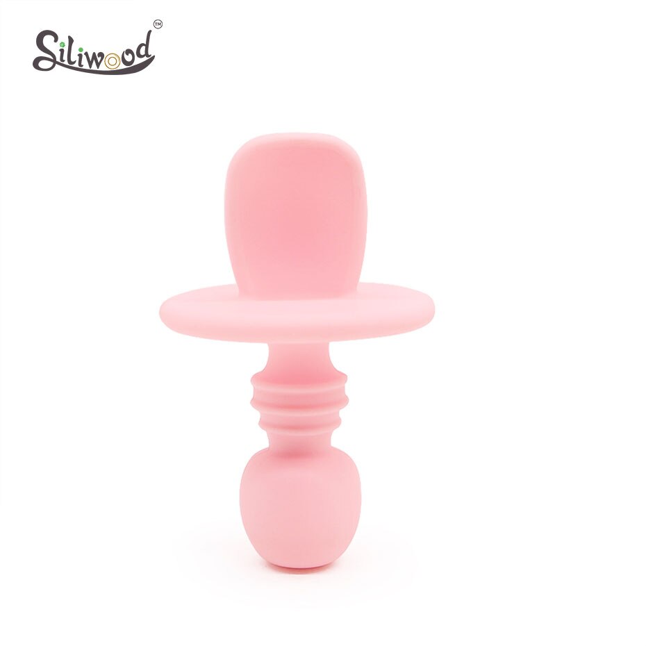 Kind Voeden Baby Bestek Houten Silicone Baby Veilig Voeden Zuigelingenvoeding Accessoires Cartoon Babyvoeding Lepel Vork: 1pc Pink Spoon