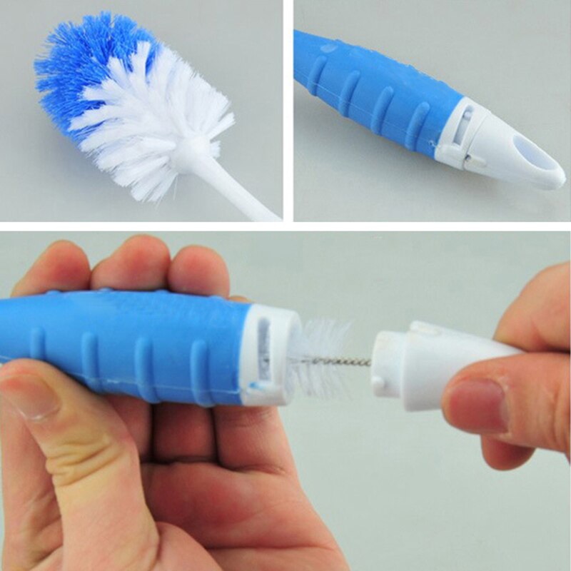 2 in 1 Multifunction Baby Bottle Brushes Nipple Pacifier Spout Tube Sponge Brushes Kids Milk Feeding Bottle Cleaning Brush Set