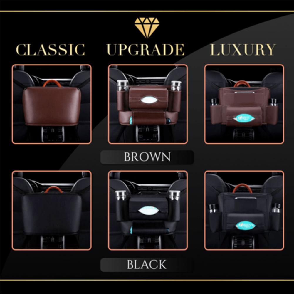 Car Net Pocket Handbag Holder Universal Multifunction Car Organizer Seat Gap Storage Multi-Pocket Leather Interior Accessori